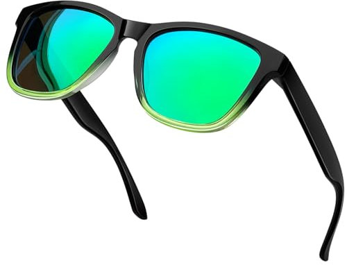 KANASTAL Gafas de Sol Verde Degradado Mujer y Hombre Polarizadas Espejo Clásicas Vintage Retro Protección UV400 Green Sunglasses Polarised - Negras Marco Verde Lentes