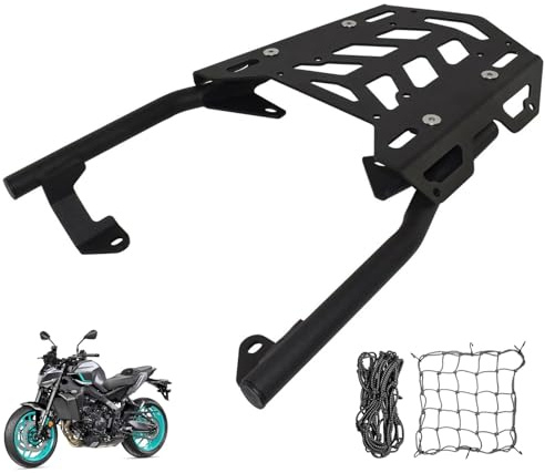 Heavy Duty Motorcycle Luggage Rack Compatible with YAMAHA MT-09 Tracer 900/GT 2018 2019 2020 Cargo Carrier Powder Coated Sturdy 100 lbs Capacity Top Box Holder Support Bracket with 2pcs Nets
