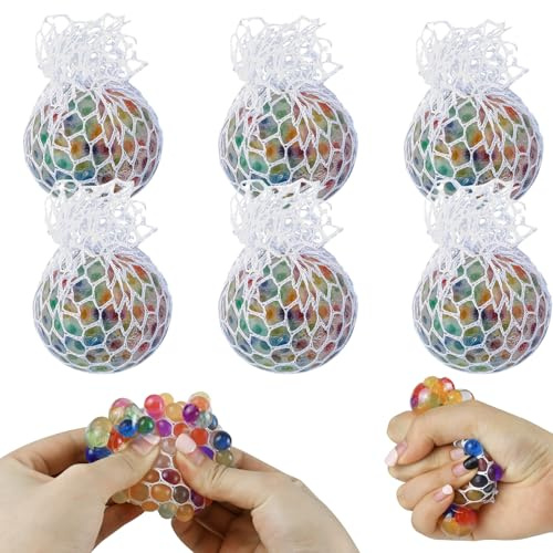 Balle Anti-Stress Mesh,6 Pièces Boule Antistress Filet,Boule Anti Stress Adulte,Balles Anti Stress,Balles Sensorielle Anti Stress