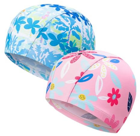 2 Pezzi Cuffie da Nuoto per Bambini Cuffia Piscina per Bambini Cuffie da Piscina Cuffia, Cuffia Nuoto Bambin, Adatta a Bambni dai 6 ai 12 anni, Adatto sia ai Ragazzi che alle Ragazze (Blu/Rosa)