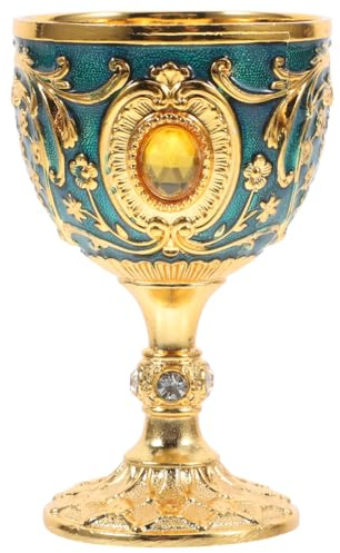 Lurrose Vintage European Chalice Goblet 2.68In Decorative Gold Chalice Goblet Medieval Offering Bowl for Halloween and Ceremonial Use