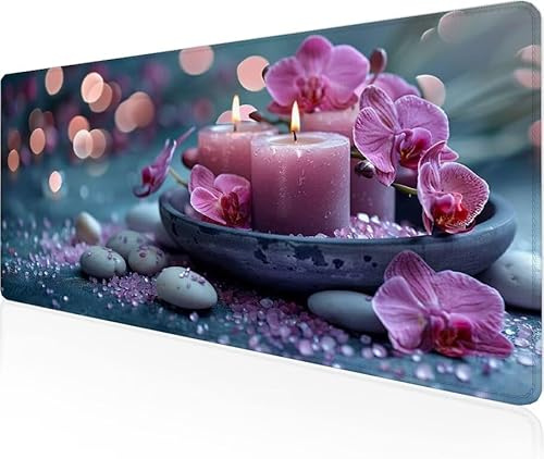 Musmatta ljus spelmusmatta blomma stor skrivbordsmatta 700 x 400 x 3 mm, arbete från hem väsentligheter halkfri gummibas specialtexturerad vattentålig yta slitstark skrivbord matt för laptop Y1-689