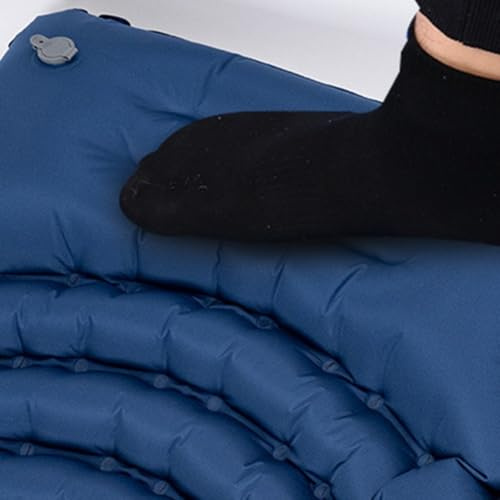 Besttoolifes Matelas gonflable double épais avec pieds | Lit de camping gonflable pour l'extérieur | Tapis de couchage imperméable et léger 200 x 140 x 6 cm - Bleu marine