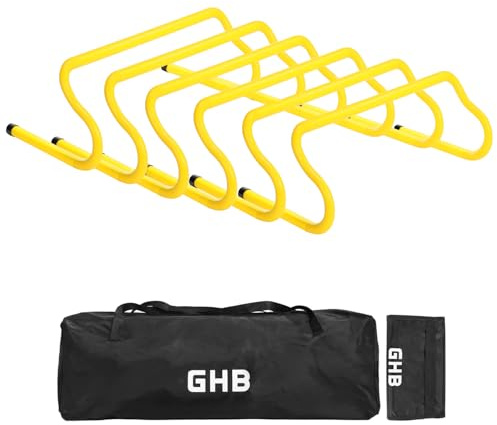 GHB Speed Training Agility Hurdles 6-pack Detachable Hurdles Training Equipment Set with Carry Bag for Kids Athletes Soccer Basketball