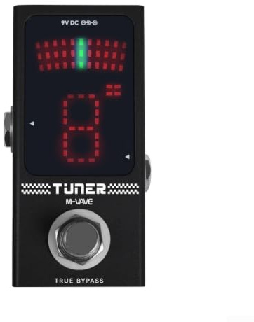 Kromatisk stämapparat pedal elgitarr bas äkta bypass snabb reaktion metall svart automatisk tystgående konsert 82 x 49 mm