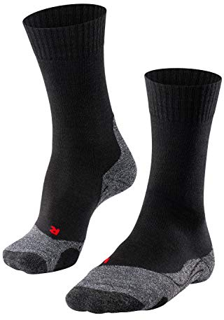 FALKE Herren Wandersocken TK2 Explore M So Wolle Funktionsmaterial antiblasen dick 1 Paar, Schwarz Black-Mix 3010-O, 42-43