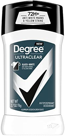Degree Men UltraClear Anti Transpirant Deodorante Stick con 48 ore di protezione dal sudore e dagli odori, nero/bianco, tecnologia MotionSense, 76,5 g