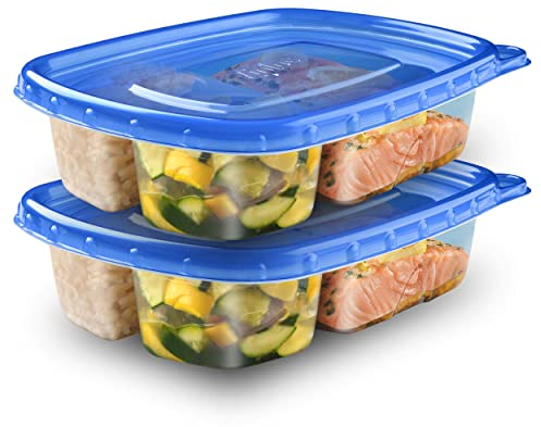 Ziploc Food Storage Containers, Perfect for on-the-go snacking, BPA Free, Divided Rectangle, 2 Count