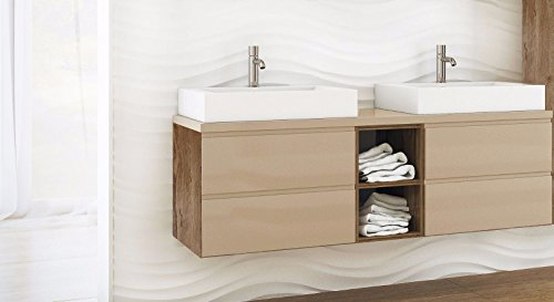 naka24 NEU Badmöbel Set Bonita 150 cm mit Doppelwaschbecken Keramik Vanilla Hochglanz (Waschbecken Waschbeckenunterschrank 150cm)