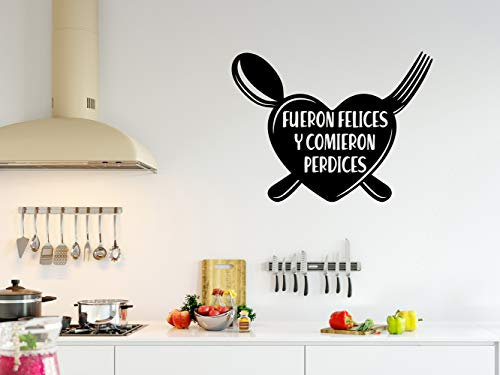 Vinilo Decorativo Transparente de Pared para Cocina Corazón con Cubiertos Juntos 30x22cm | Pegatina Adhesiva | Multicolor | Decorativa de Diseño Elegante