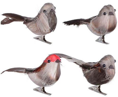 NUOBESTY Simulated Bird Decoration - 4Pcs Lifelike Feathered Birds for Christmas Tree Garden and Home Decor