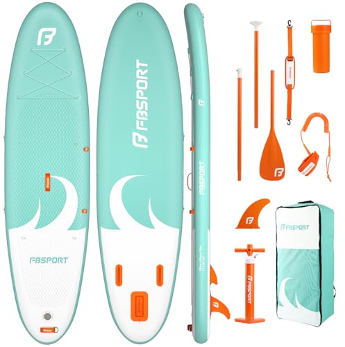 FBSPORT SUP Inflatable Stand Up Paddle Board,11 feet long 6 Thick Blow Up Paddle Board with Adjustable Paddle, Backpack, Pump & Removable Fin - Surfboard for Lakes, Rivers & Sea