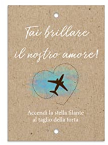 CESANA LIKE PHOTO Scintille Luminose per Matrimonio Tema Viaggio - cartoncini per Stelline Luminose Cuore con Aereo 40 pz