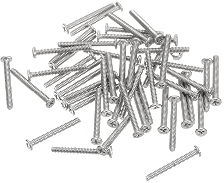 sourcing map Tornillos de Cabeza Redonda Plana M1,4-0,3x12mm 100uds, Tornillos de Máquina de Accionamiento Phillips de Acero Inoxidable 304, Sujetador de Hardware para Conexión de Muebles