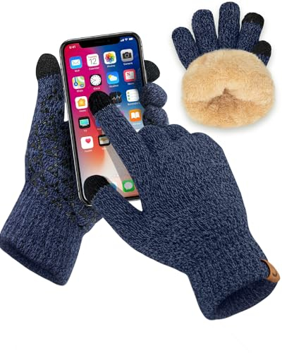 SUTIYO Winter Handschuhe Damen Thermohandschuhe Herren Touchscreen Verdickte Winterhandschuhe mit Warme Fleece Innenfutter Fahrrad Fahren Skifahren (Blau)