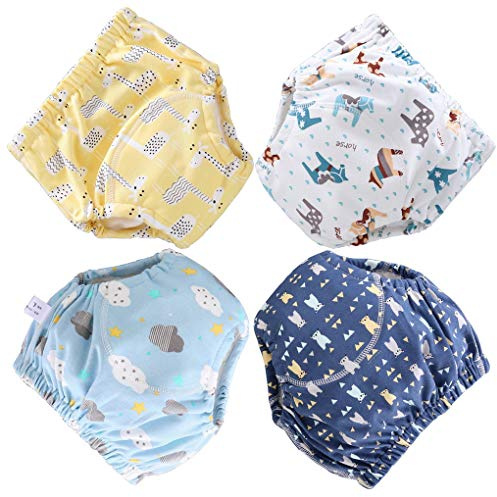 Mutandine riutilizzabili per l'addestramento al vasino, Intimo per bambina e ragazzo Bambino per bambini Slip in cotone per cartoni animati Pannolini lavabili per addestramento, 4 confe