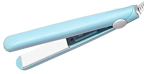 GERUI 2-in-1 Mini Haarglätter,Curling Stange gerade Board Curler Richtmaschine,Keramik-Heizplatte,tragbare Keramik flache Lockenstab Haar Lockenwickler für Frauen Kurzhaar Pony Bart (Blau)