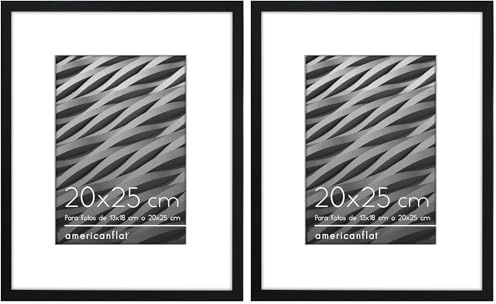 Americanflat 8x10 Photo Frame in Black - Use as Thin Border 7x5 Photo Frame with Mount or 8x10 Frame Without Mount - Horizontal and Vertical Formats for Wall and Tabletop (Pack of 2)