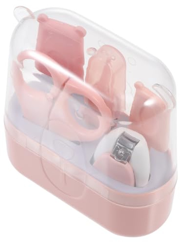Babynagelpflege 1 Satz Rosa mit Schere Feile Pinzette Etui