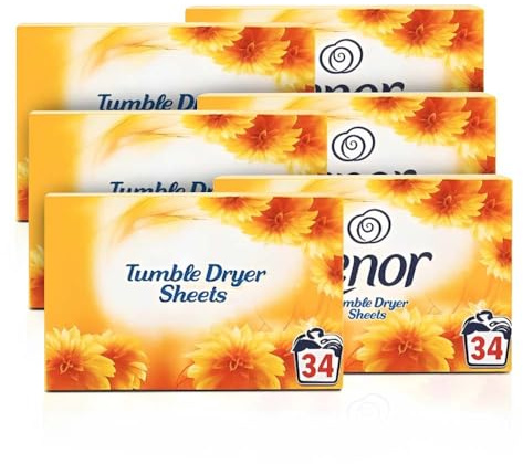 6 x 34 Tumble Dryer Sheets Summer Breeze Fabric Conditioner Fresh Clothes Fresh Fragrance Long Lasting Freshness Tumble Drying for Clean & Soft Fabrics (204 Sheets)