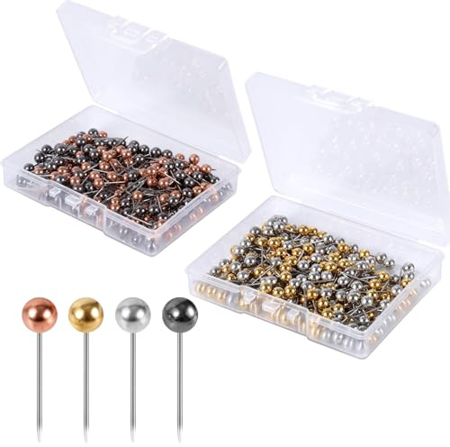 400 Pcs Map Pins, Colorful Round Push Pins Small Round Head Push Pins Marking Pins Plastic Tacks for Fabric Marking Bulletin Board Photo Wall Production