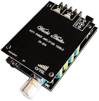 Hi-Fi-förstärkare，Audioförstärkare 2 * 150W TDA7498E Ljudeffektförstärkare BT 5.0 Stereo HiFi Klass D Digital Musik Hemmabio AUX Equalizer Subwoofer AMP(Zkxps)