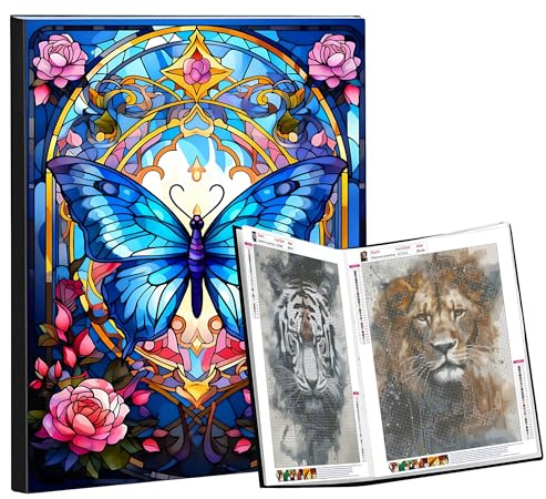 Bellatoi Diamond Painting A2-album, konstpärm för diamantmålning 40 x 50 cm (färgglatt fodral, 30 sidor, 60 blad, fjäril)
