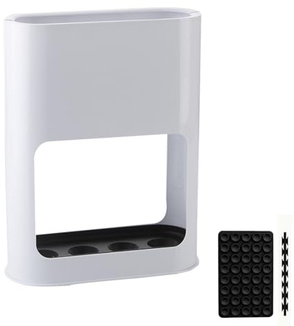 Shenruzeng Portaombrelli bianco anti ribaltamento, in silicone con vassoio raccogligocce rimovibile, 4 slot per ombrelli lunghi/corti