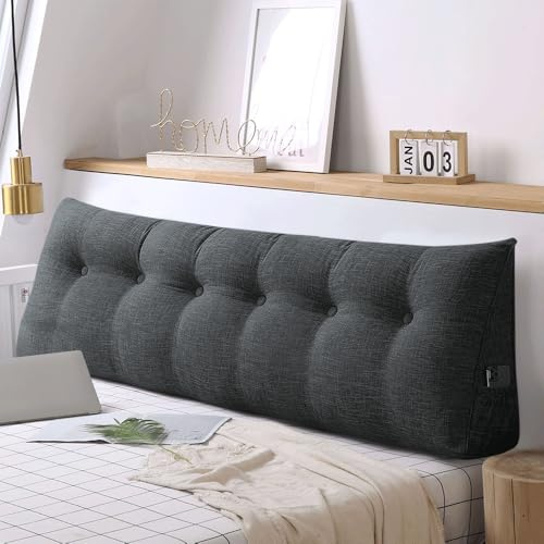OHMG 160CM Coussin de Lecture Triangulaire Support Lombaire Gros Oreiller Cale Dos Tête de lit Rembourré Multifonctionnel pour Canapé, Coussin en Coin Uni, Coussins de Lecture, Dossier de Taille