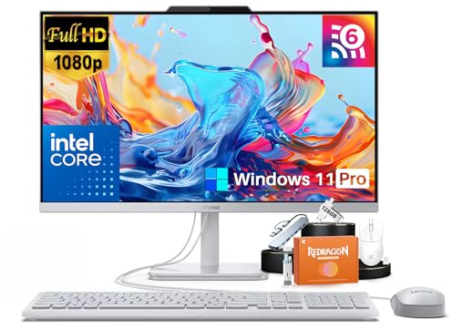 Lenovo All in One Desktop Computer, Windows 11 Pro, 16GB RAM, 512GB SSD, 23.8 IPS FHD Display, Intel N100 Processor, Intel UHD Graphics, Wi-Fi 6, Wired Keyboard & Mouse, HD Webcam, w/Accessories
