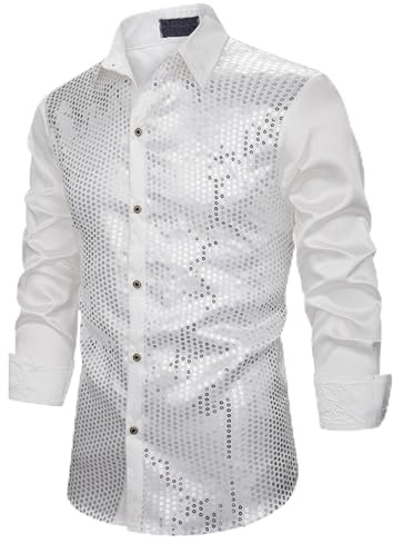 Générique Chemise Homme Paillette Chemise Disco Homme Annee 80 Tenue Fluo Vetement Disco Adulte Deguisement Hippie