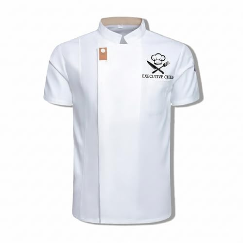 Veste de Cuisine Personnalisée Homme & Femme avec Prénom ou Logo, Blouse de Chef Manches Courtes Respirante, Uniforme Professionnel Personnalisable