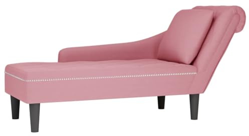 Bendmaxx Rosa schäslong recamiere med kudde och höger armstöd, sammet, stoppningsstol, 145 x 56 x 70 cm, för vardagsrum, sovrum, gästrum, avkoppling