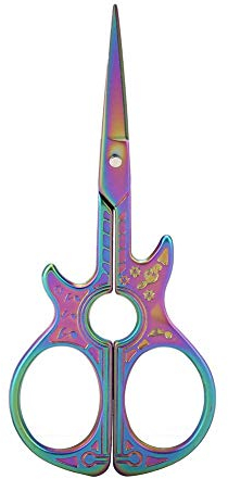 Tijeras de bordar Tijeras de costura vintage Guitarra creativa Tijeras de forma de acero inoxidable Tijeras domésticas para bricolaje Artesanía Trabajo de arte(Multicolor)