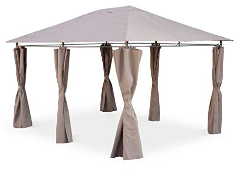 Alice's Garden - Tonnelle 3x4 m - Divio - Toile Taupe - Pergola avec Rideaux. Tente de Jardin. Barnum. chapiteau. réception