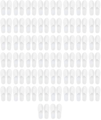Jenngaoo Chaussons Jetables 50 Paires, Pantoufles Non Tissé 3mm Anti-Dérapantes pour Hôtel, Spa, Clinique, Confort Doux et Respirant, Lot Adulte Unisexe Blanc