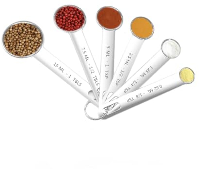 Messlöffel Set, 6 Stück Set Edelstahl Measuring Messlöffel Messset zum Backen, Kochen, Küche (Measuring Spoons)