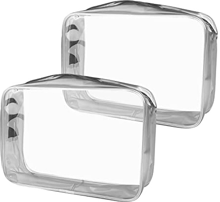 Gvolatee Neceser de Aseo Transparente, 2 Bolsas Transparentes para avión, Neceser para Maletas, para Transportar líquidos, Bolsa de Aseo Transparente para Mujer y Hombre
