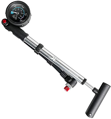 High Pressure Bike Fork Rear Shock Suspension Portable Pump 400 PSI with Pressure Gauge and Micro Air Adjustment Button