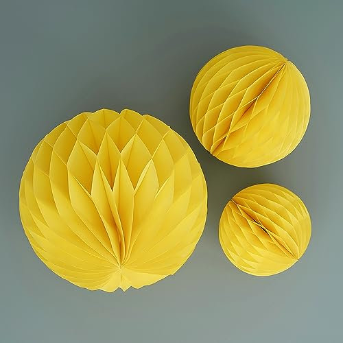 Ginger Ray Yellow Hanging Honeycomb Paper Party Decorations 3 Pack