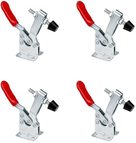4 Toggle Clamp GH-201-B Red Horizontal Clamp Quick Release Tool Hold Down Clamps Hand Tool Toggle Clamps for Machinery, Woodworking, Welding, Handmade Products, Abrasive Tool Manufacturing