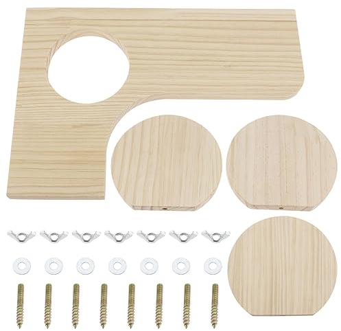 eMagTech 4 Stück L-Form mit Löchern / Runde Holzplattform Stehplattform für Hamster, Rennmäuse, Chinchillas, Papageien, natürlicher Lebensraum Hamsterkäfig Zubehör