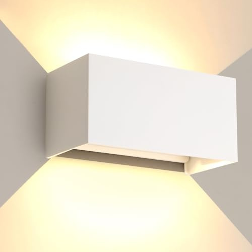 FUPE 25W LED Applique da Esterno/Interno Lampada da Esterno a Parete IP65 Impermeabile Moderno Alluminio Bianco 3000K Bianco Caldo Applique per Esterni Luce da Parete Angolo di Luce Regolabile