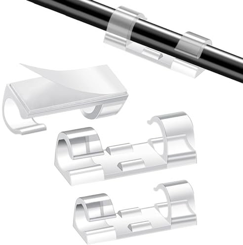 EULAPGOE 120 Stück Selbstklebende Kabelklemmen, runder Kabelhalter, Kabelorganisator, Kabelklemme Wandmontage Kunststoff mit selbstklebenden Pads