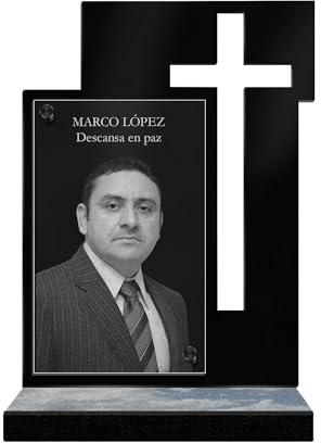 ETERNEL - Targa Funeraria Personalizzata Croce Cristiana - Foto e Testo personalizzabile, targa funeraria incisa al laser per omaggio, plexiglass, targa cimiteriale, mortuaria, commemorazione