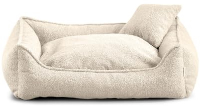 Gutekissen® Bear Hundebett Grosse Hunde - Hundekissen Waschbar - Inklusive kleines Kissen - Farb- und Größenwahl (S - 65x55, Creme)