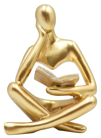 Dnoifne Reading Women Statue, Thinker, Goldene Lesende Frauenstatue, Denker-Skulptur, Abstrakte Kunstdekoration, Moderne Ästhetische Figur, Ideal für Wohnzimmer, Schlafzimmer, Büro, Regal