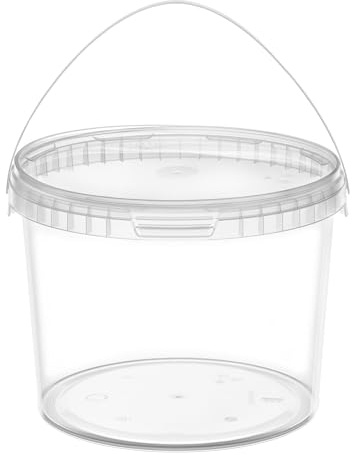 Garronda Secchio di plastica con Coperchio 3 L per la conservazione di Prodotti Alimentari e chimici Contenitore Plastica con Coperchio GD-0113 Trasparente 10 Pezzi