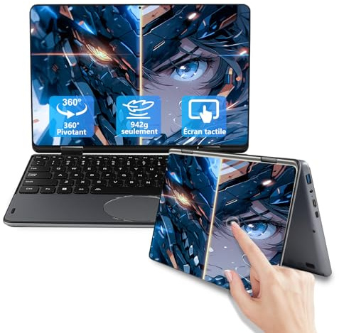 LONGEVINCE Ordinateur Portable Convertible 2-en-1 À Écran Tactile De 11 Pouces, Celeron N100, 16 Go DDR4, 1920 * 1200 IPS, Clavier Rétroéclairé,Pavé Tactile Ovale (Gris, 16+256G SSD)