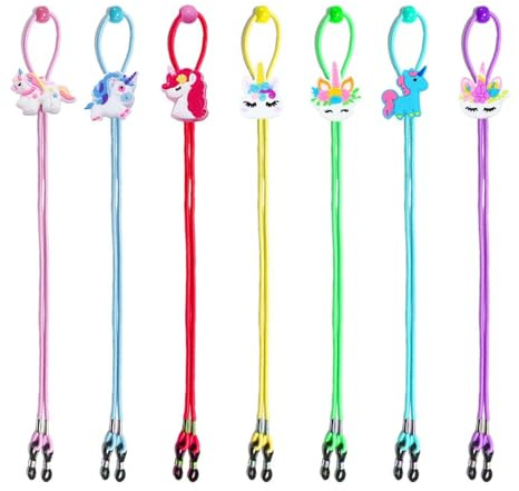 HDGSAFD Cingcio Di Occhiali Da 7 Pezzi, Cinghia Di Corda Di Cavalli Arcobaleno Creativi, Cordino Di Occhiali Da Cartone Animato, Cordino Senza Slip, Accessori Per Occhiali Divertenti.